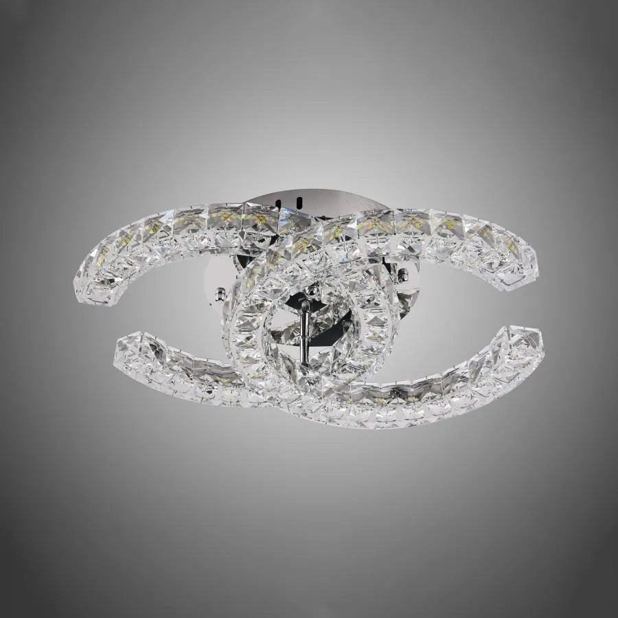 Lustra LED cu telecomanda si cristal SHIA 27.1W, 2 Cercuri, lumina Rece/Calda/Neutra, Dimabila, Crom Lucios Lustre LED cu Telecomanda Default Title Alessandro Design