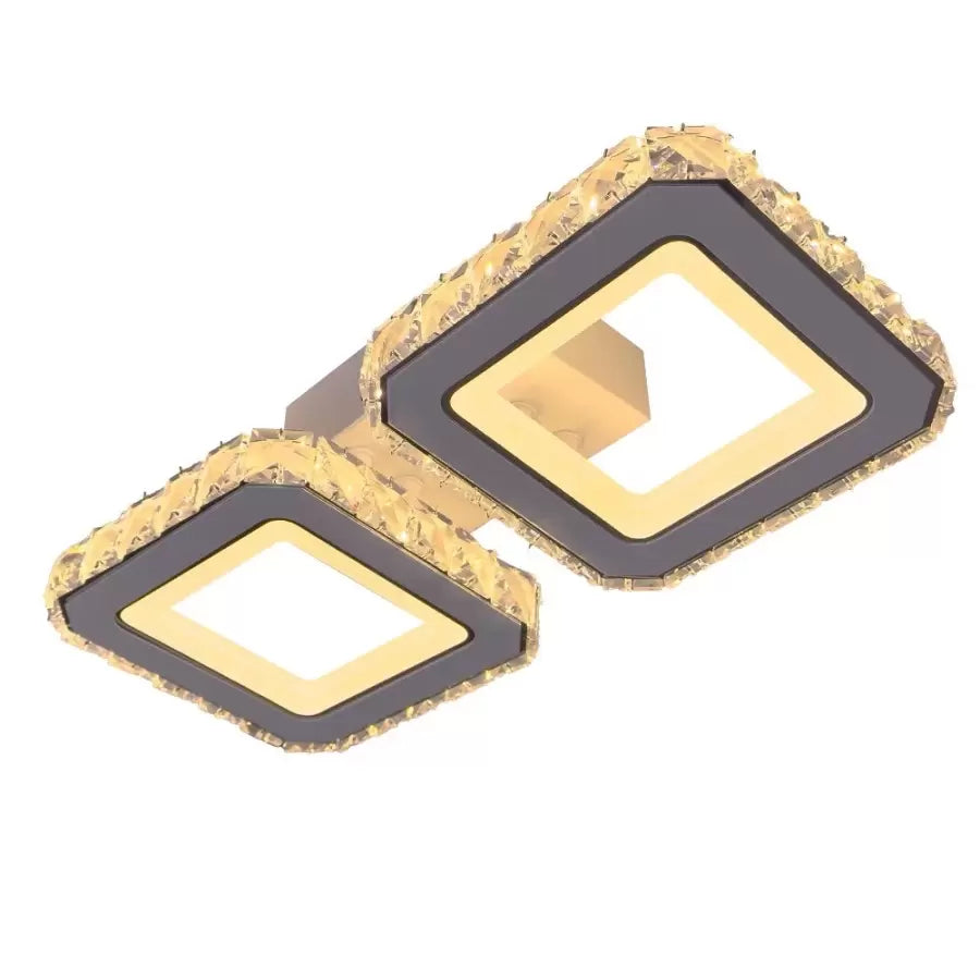 Lustra LED cu telecomanda si cristal QUADRIS 41W, 2 Patrate, lumina Rece/Calda/Neutra, Dimabila, Alb Lustre LED Cristal Default Title Alessandro Design