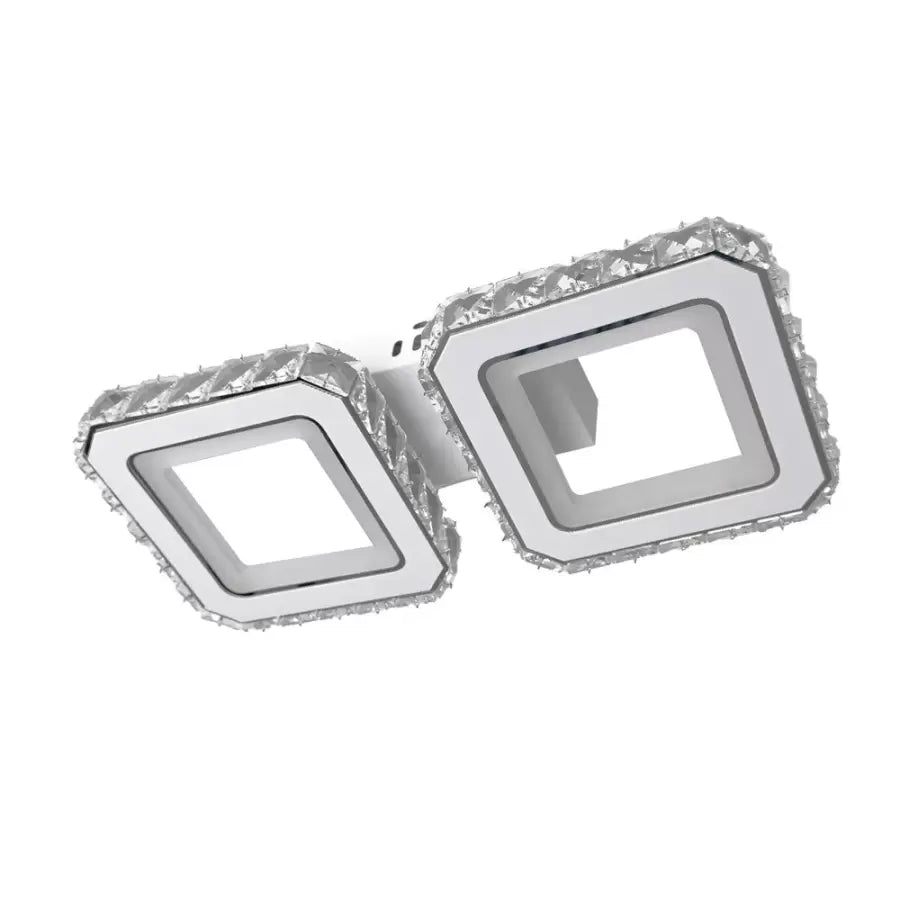 Lustra LED cu telecomanda si cristal QUADRIS 41W, 2 Patrate, lumina Rece/Calda/Neutra, Dimabila, Alb Lustre LED Cristal Default Title Alessandro Design