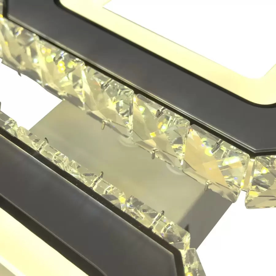 Lustra LED cu telecomanda si cristal QUADRIS 41W, 2 Patrate, lumina Rece/Calda/Neutra, Dimabila, Alb Lustre LED Cristal Default Title Alessandro Design