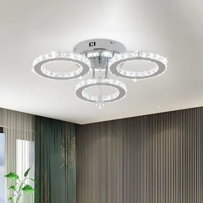 Lustra LED cu telecomanda si cristal ALANUBIS 40W, 3 Cercuri, lumina Rece/Calda/Neutra, Dimabila, Crom Lucios Lustre LED Cristal Default Title Alessandro Design