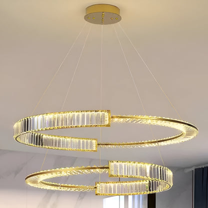 Lustra LED suspendata cu cristal PRISM REGAL 117W, 2 Cercuri, lumina Rece/Calda/Neutra, Dimabila, Auriu, Inaltime Reglabila Lustre LED Cristal Default Title Alessandro Design