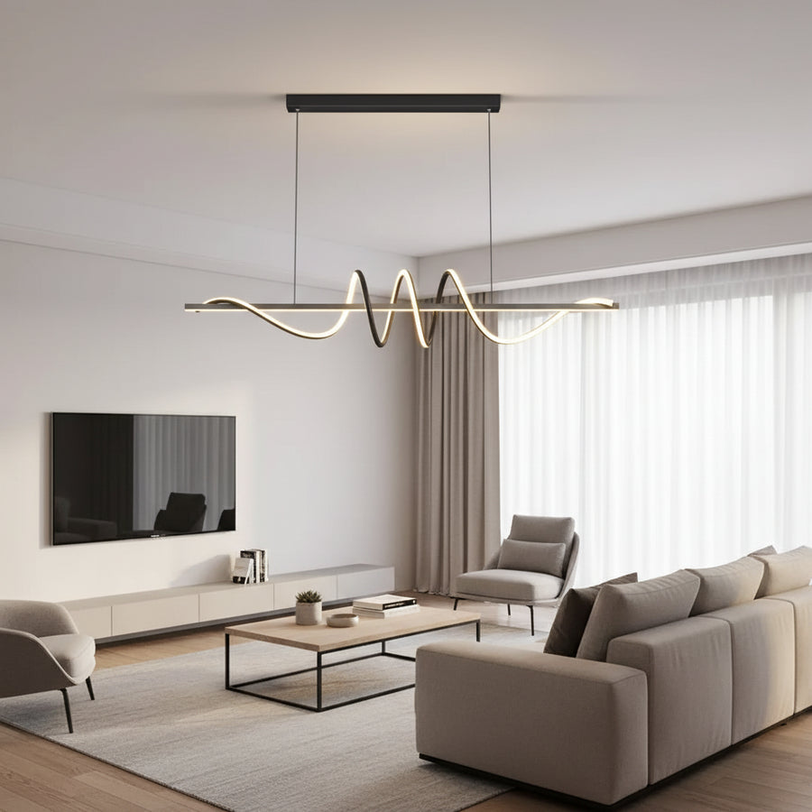 Lustra LED suspendata cu telecomanda RIBBON 64W, Liniara, lumina Rece/Calda/Neutra, Dimabila, Negru, Inaltime Reglabila Lustre LED cu Telecomanda Default Title Alessandro Design