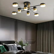 Lustra LED cu telecomanda JAYSON 57W, 8 Elemente, lumina Rece/Calda/Neutra, Dimabila, Negru Auriu Lucios Lustre LED cu Telecomanda Default Title Alessandro Design