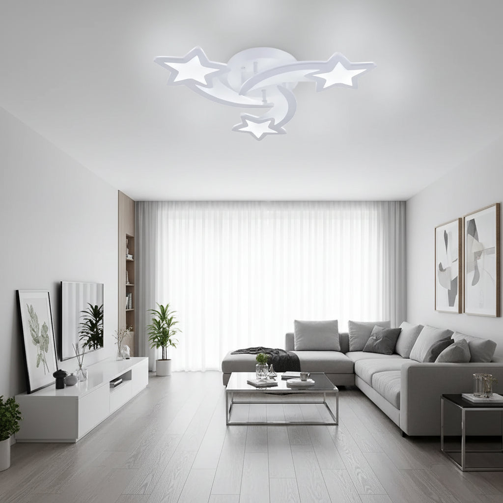 Lustra LED cu telecomanda IPOMOEA 51W, 3 Stele, lumina Rece/Calda/Neutra, Dimabila, Alb Lustre LED cu Telecomanda Default Title Alessandro Design