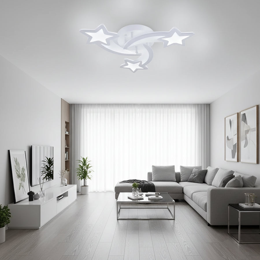 Lustra LED cu telecomanda IPOMOEA 51W, 3 Stele, lumina Rece/Calda/Neutra, Dimabila, Alb Lustre LED cu Telecomanda Default Title Alessandro Design