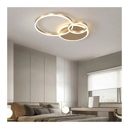 Lustra LED cu telecomanda MYRENE 110W, 2 Cercuri, lumina Rece/Calda/Neutra, Dimabila, Auriu Lustre LED cu Telecomanda Default Title Alessandro Design