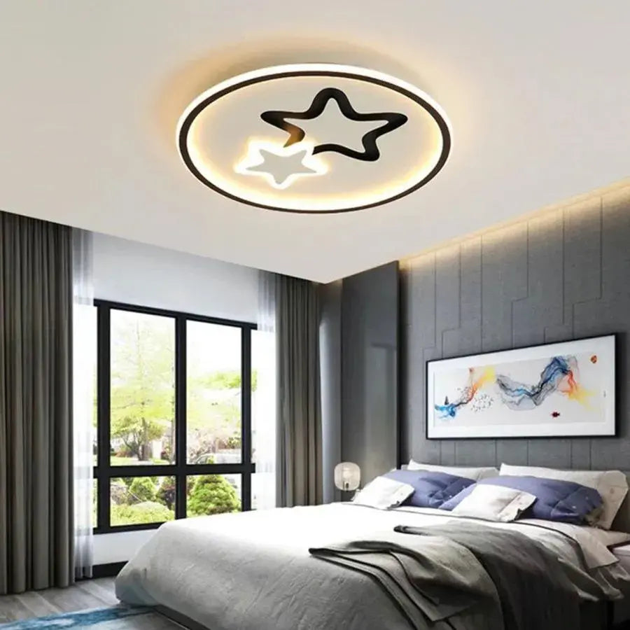 Lustra LED cu telecomanda EMELIANA 57W, Stea, lumina Rece/Calda/Neutra, Dimabila, Negru Lustre LED cu Telecomanda Default Title Alessandro Design