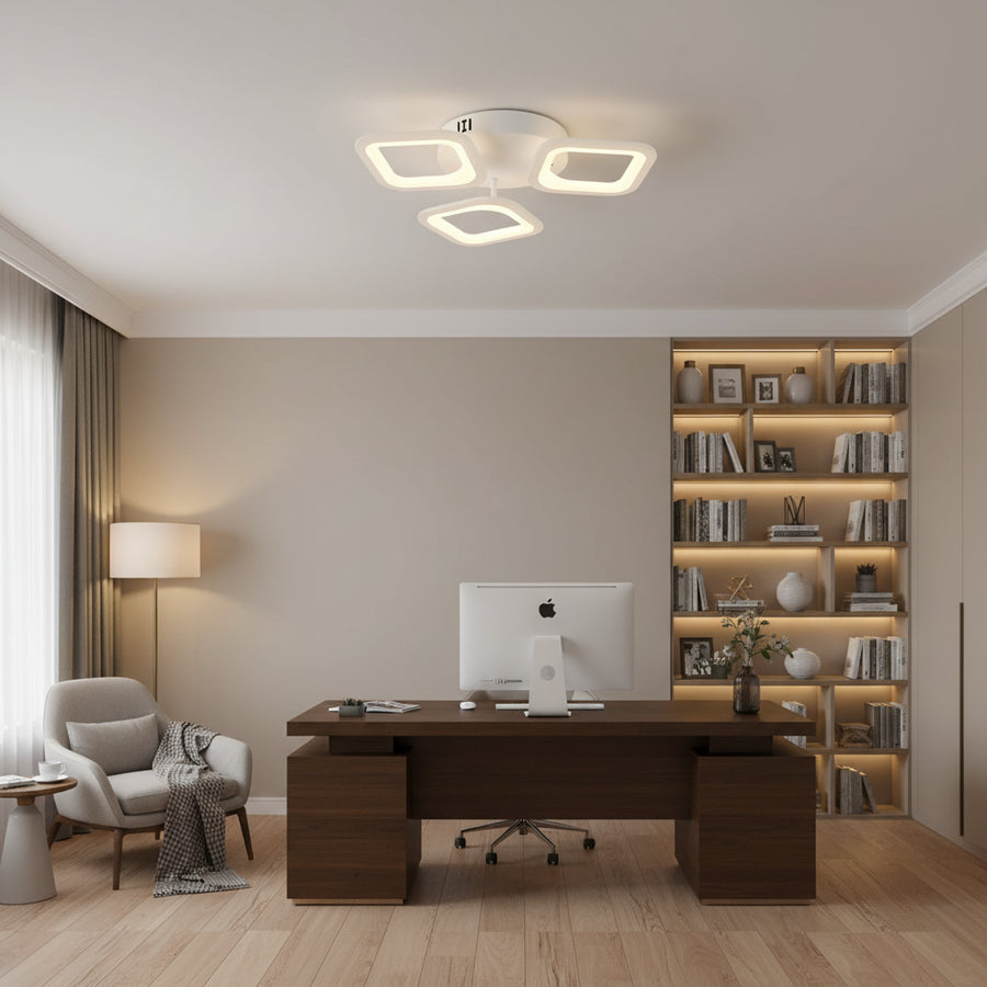 Lustra LED ERIKA 20W, 3 Patrate, Lumina Neutra 4000k, Alb, Metal si Acril Lustre LED Aplicate Default Title Alessandro Design
