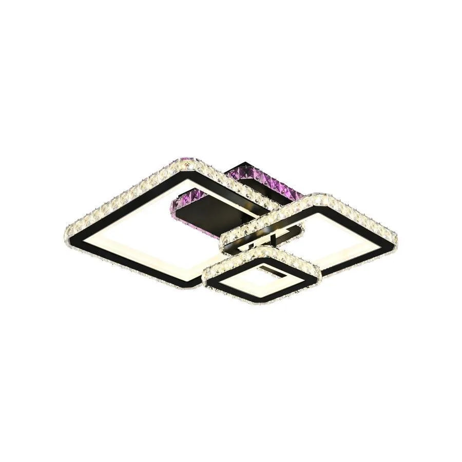 Lustra LED cu telecomanda si cristal BLAKELY RGB 166W, 3 Patrate, lumina Rece/Calda/Neutra, Dimabila, Negru Lustre LED Cristal Default Title Alessandro Design