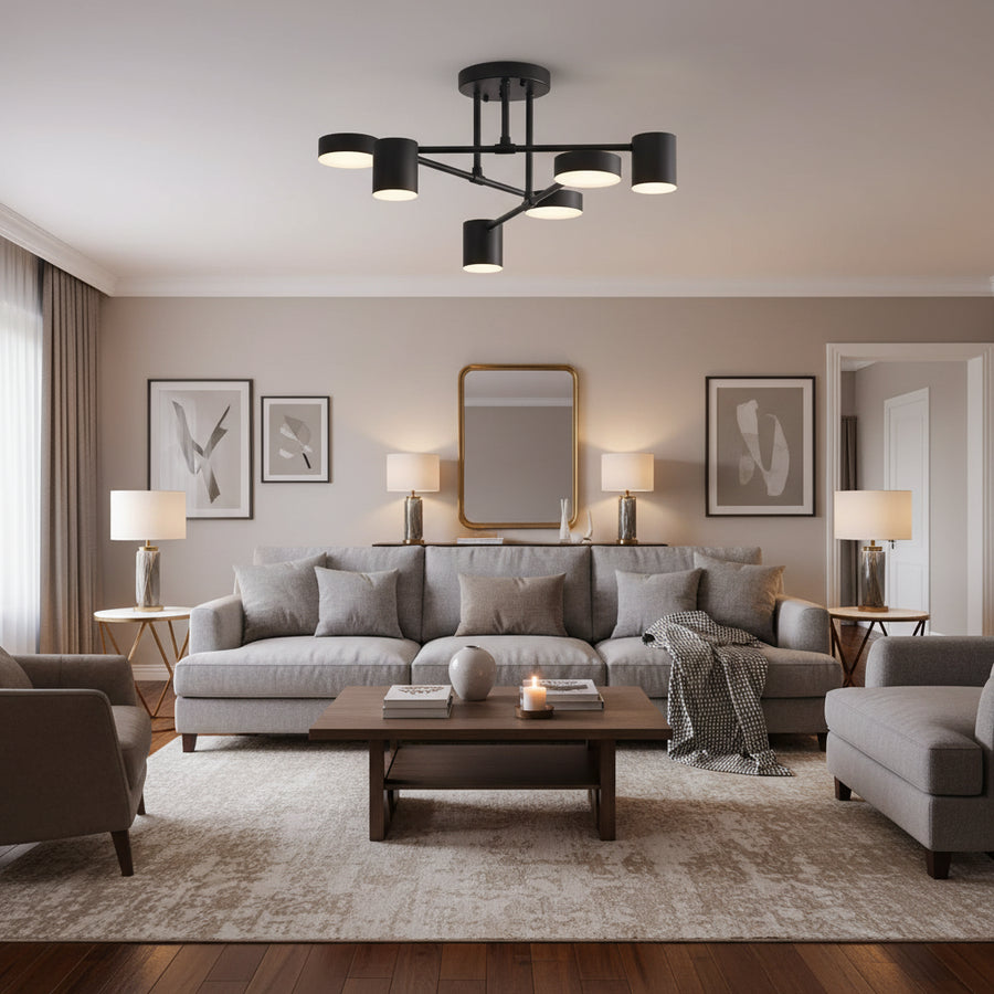 LED luster GALIOS 72W, 6 prvkov, studené/teplé/neutrálne svetlo, čierny