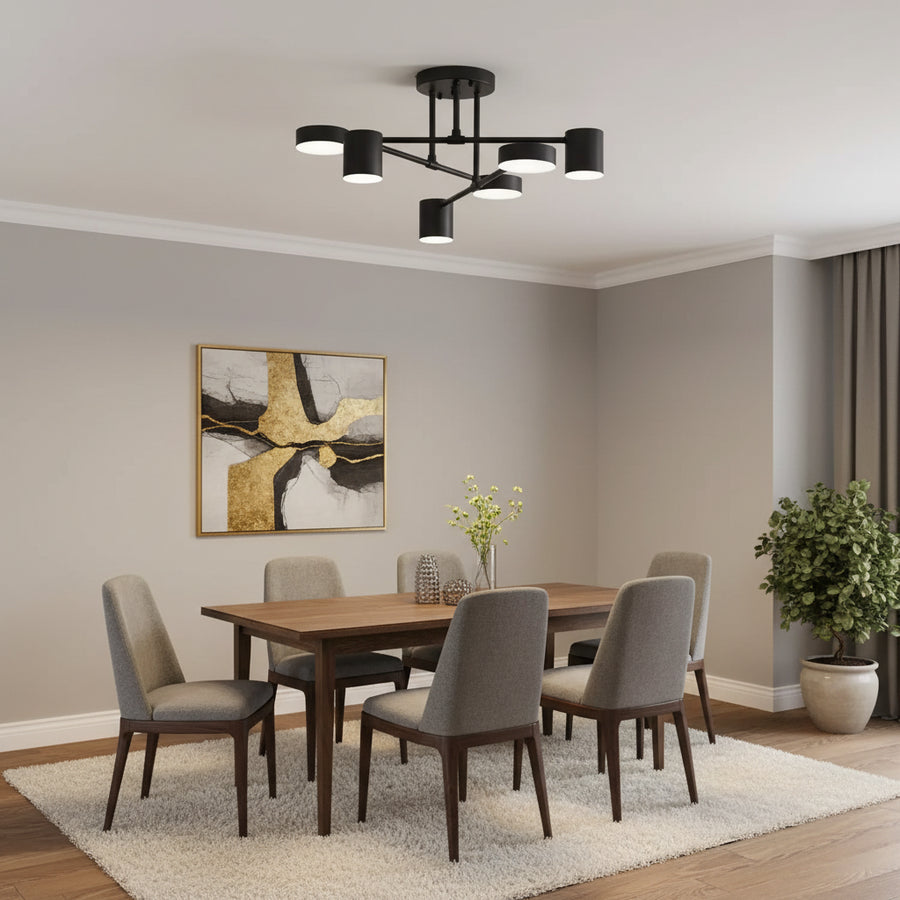 LED luster GALIOS 72W, 6 prvkov, studené/teplé/neutrálne svetlo, čierny