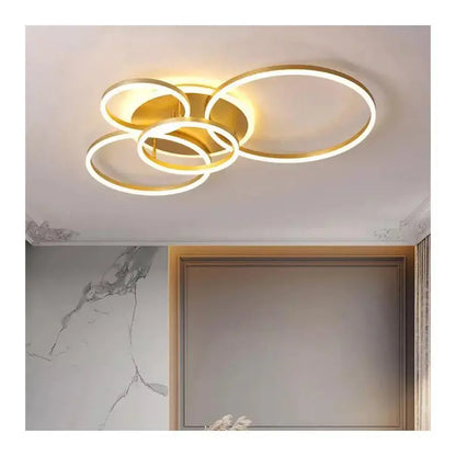 Lustra LED cu telecomanda LYRA 220W, 4 Cercuri, lumina Rece/Calda/Neutra, Dimabila, Auriu Periat Lustre LED cu Telecomanda Default Title Alessandro Design