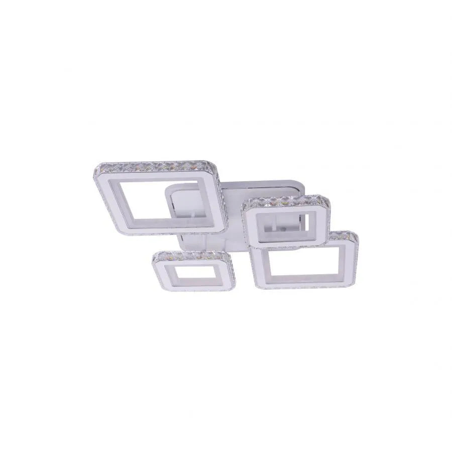 Lustra LED cu telecomanda si cristal QUADRIS RGB, 96W, 4 Patrate, lumina Rece/Calda/Neutra, Dimabila, Alb Lustre LED cu Telecomanda Default Title Alessandro Design