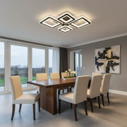 LED luster s diaľkovým ovládaním a krištáľovým QUADRIS RGB 96W, 4 štvorce, studené/teplé/neutrálne svetlo, stmievateľné, čierny