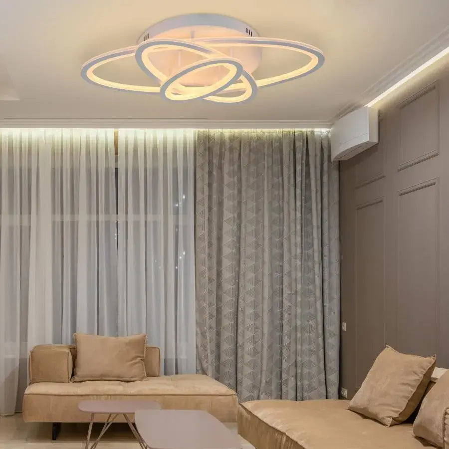 Lustra LED cu telecomanda TIANA 78W, 3 Elipse, lumina Rece/Calda/Neutra, Dimabila, Alb Lustre LED cu Telecomanda Default Title Alessandro Design