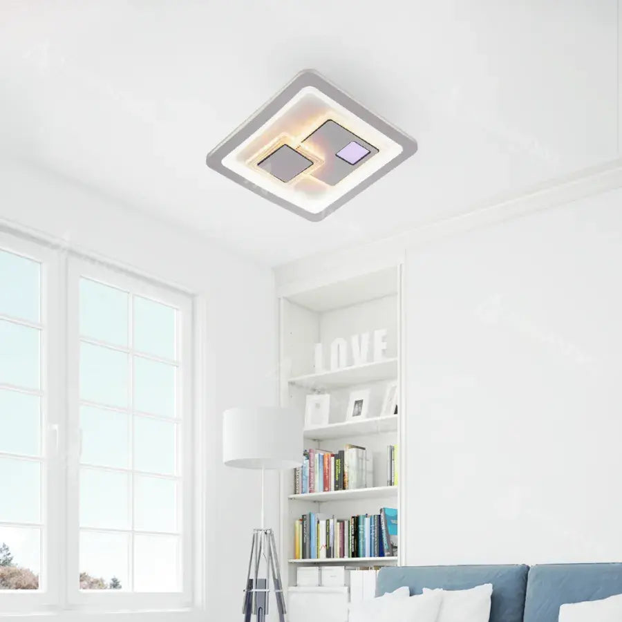LED luster KEREN 33W, štvorcový, studené/teplé/neutrálne svetlo 3000K/4000K/6000K, biele, kovové a akrylové LED lustre Predvolený názov Alessandro Design