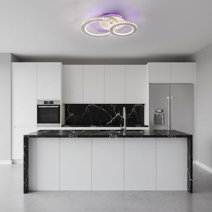 Lustra LED cu telecomanda si cristal NOVA ROTONDA RGB 42W, 2 Cercuri, lumina Rece/Calda/Neutra, Dimabila, Alb Lustre LED cu Telecomanda Default Title Alessandro Design