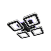 Lustra LED cu telecomanda si cristal LEILA RGB 69W, 4 Patrate, lumina Rece/Calda/Neutra, Dimabila, Negru Lustre LED cu Telecomanda Default Title Alessandro Design