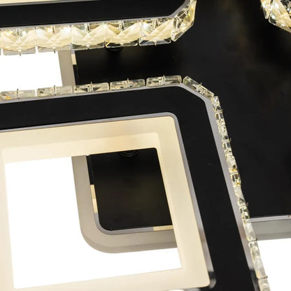 Lustra LED cu telecomanda si cristal LEILA RGB 69W, 4 Patrate, lumina Rece/Calda/Neutra, Dimabila, Negru Lustre LED cu Telecomanda Default Title Alessandro Design