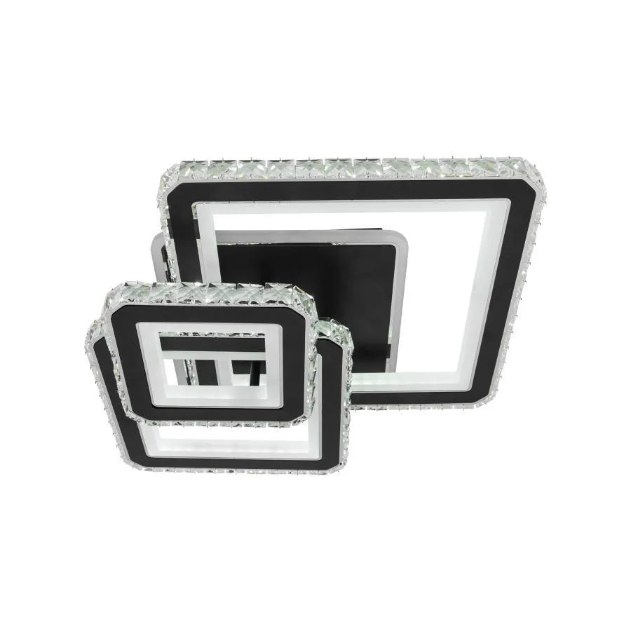 Lustra LED cu telecomanda si cristal LEILA 88W, 3 Patrate, lumina Rece/Calda/Neutra, Dimabila, Negru Crom Lucios Lustre LED cu Telecomanda Default Title Alessandro Design