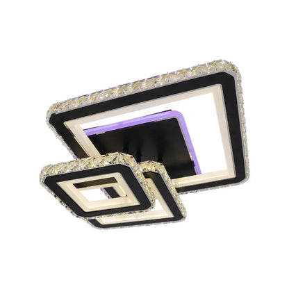Lustra LED cu telecomanda si cristal LEILA 88W, 3 Patrate, lumina Rece/Calda/Neutra, Dimabila, Negru Crom Lucios Lustre LED cu Telecomanda Default Title Alessandro Design