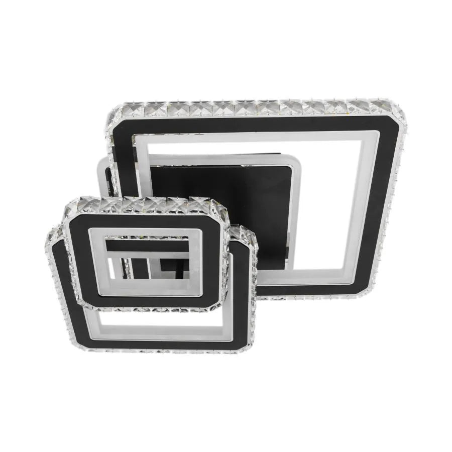 Lustra LED cu telecomanda si cristal LEILA 88W, 3 Patrate, lumina Rece/Calda/Neutra, Dimabila, Negru Crom Lucios Lustre LED cu Telecomanda Default Title Alessandro Design