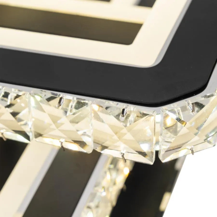 Lustra LED cu telecomanda si cristal LEILA 88W, 3 Patrate, lumina Rece/Calda/Neutra, Dimabila, Negru Crom Lucios Lustre LED cu Telecomanda Default Title Alessandro Design