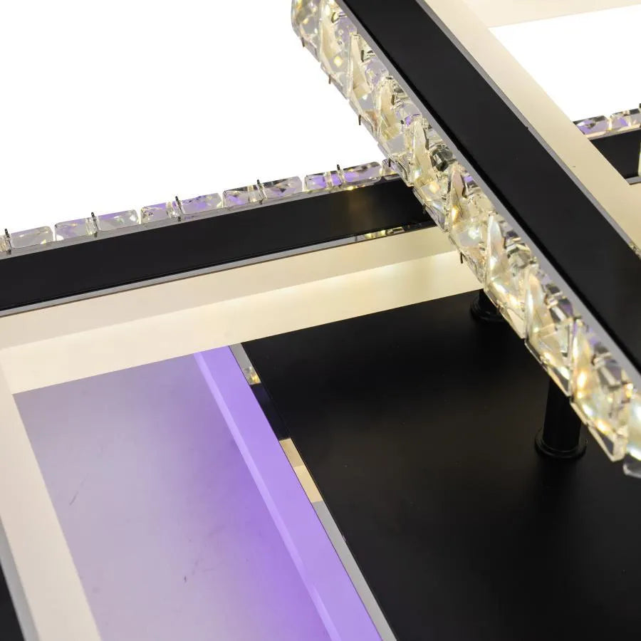 Lustra LED cu telecomanda si cristal LEILA 88W, 3 Patrate, lumina Rece/Calda/Neutra, Dimabila, Negru Crom Lucios Lustre LED cu Telecomanda Default Title Alessandro Design