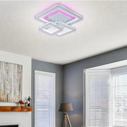 Lustra LED cu telecomanda si cristal LEILA 87W, 3 Patrate, lumina Rece/Calda/Neutra, Dimabila, Alb Lustre LED cu Telecomanda Default Title Alessandro Design