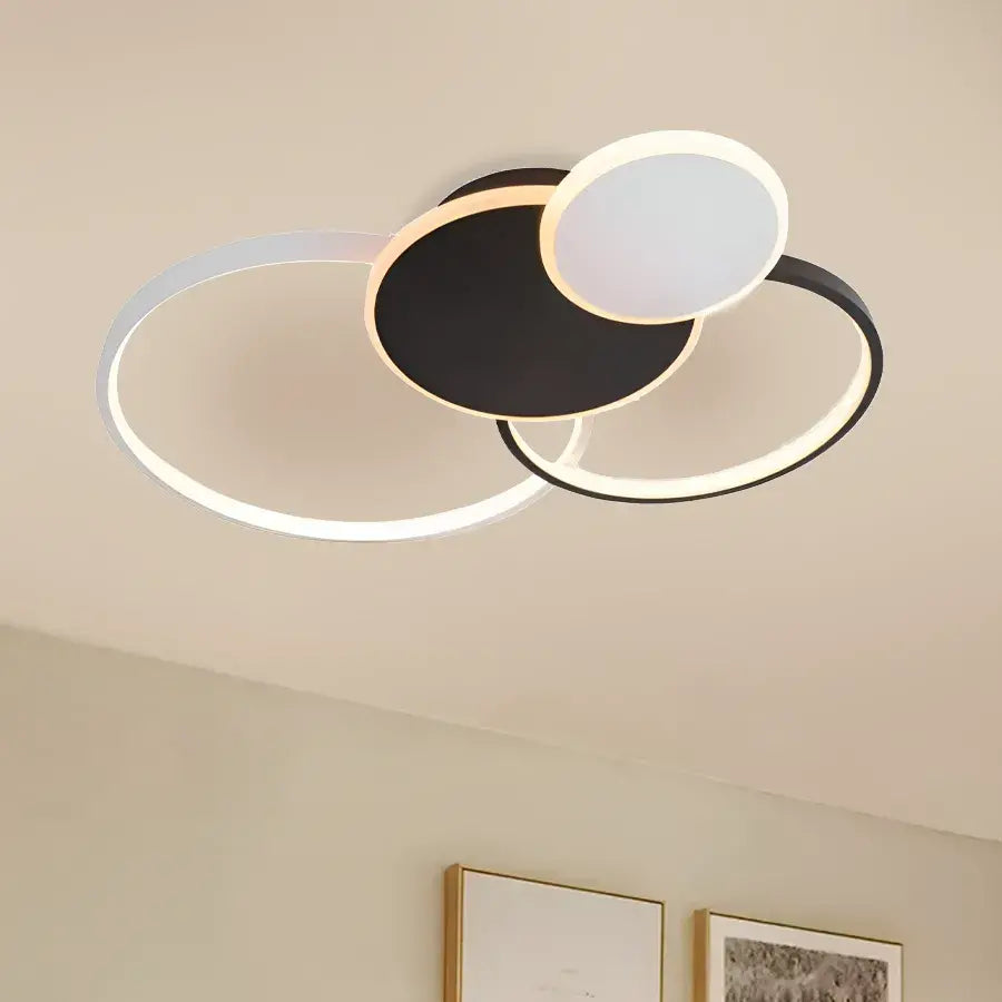 Lustra LED cu telecomanda KILLIAN 80W, 4 Cercuri, lumina Rece/Calda/Neutra, Dimabila, Negru Alb Lustre LED cu Telecomanda Default Title Alessandro Design