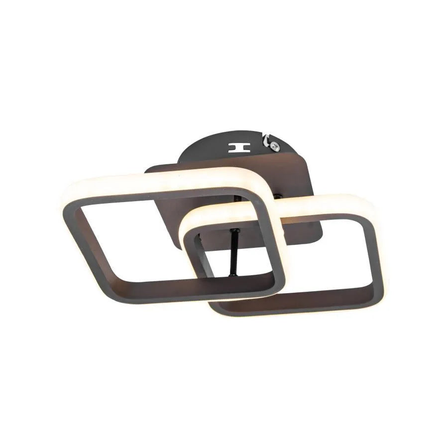 LED luster LILIA 24W, 2 štvorce, studené/teplé/neutrálne svetlo, hnedá