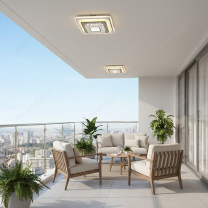 Krištáľový LED luster MITA 39W, 20x20cm, štvorcový, studené/teplé/neutrálne svetlo, biele LED luster Predvolený názov Alessandro Design