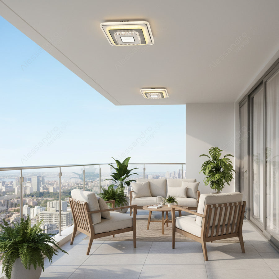 Krištáľový LED luster MITA 39W, 20x20cm, štvorcový, studené/teplé/neutrálne svetlo, biele LED luster Predvolený názov Alessandro Design