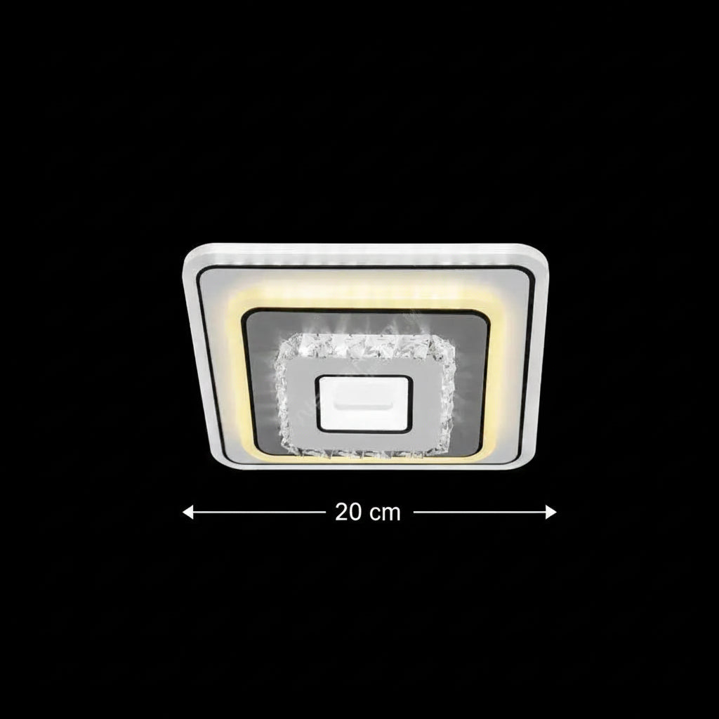 Krištáľový LED luster MITA 39W, 20x20cm, štvorcový, studené/teplé/neutrálne svetlo, biele LED luster Predvolený názov Alessandro Design