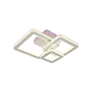 Lustra LED cu telecomanda si cristal BLAKELY RGB 166W, 3 Patrate, lumina Rece/Calda/Neutra, Dimabila, Alb Lustre LED Cristal Default Title Alessandro Design