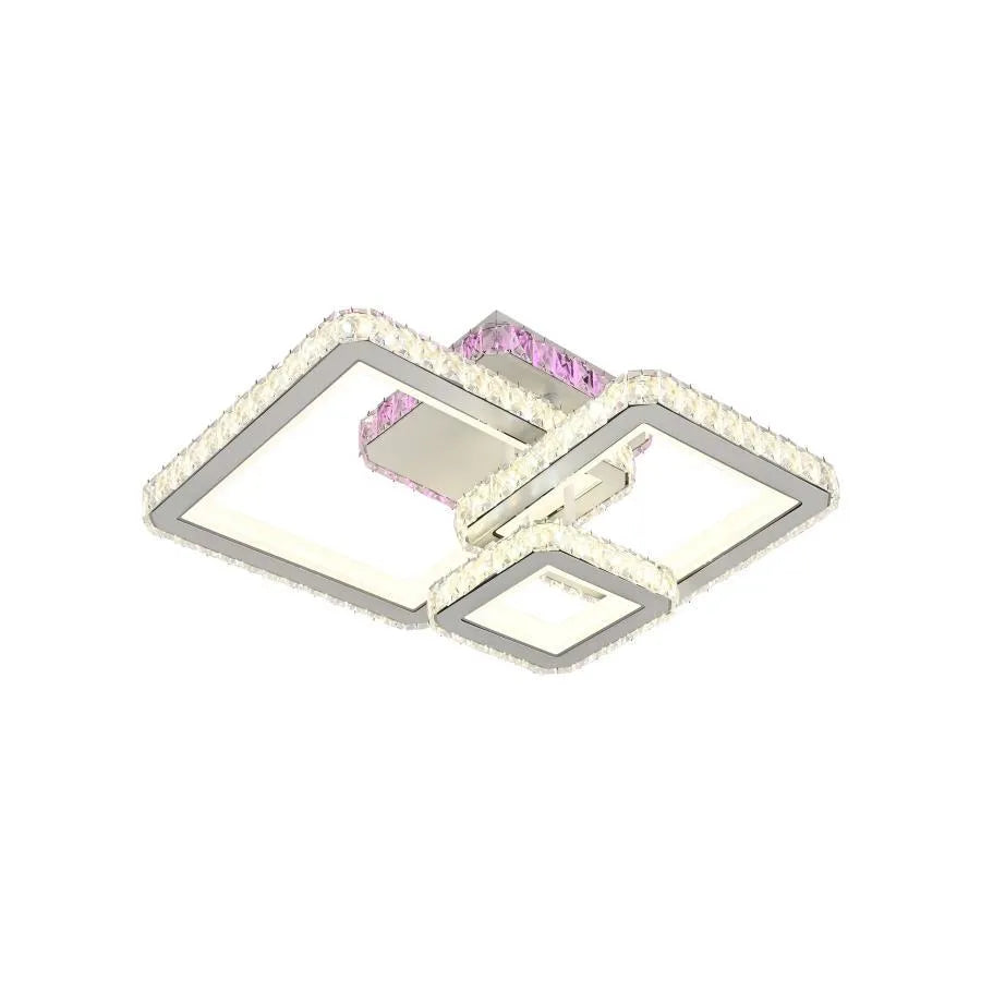 Lustra LED cu telecomanda si cristal BLAKELY RGB 166W, 3 Patrate, lumina Rece/Calda/Neutra, Dimabila, Alb Lustre LED Cristal Default Title Alessandro Design