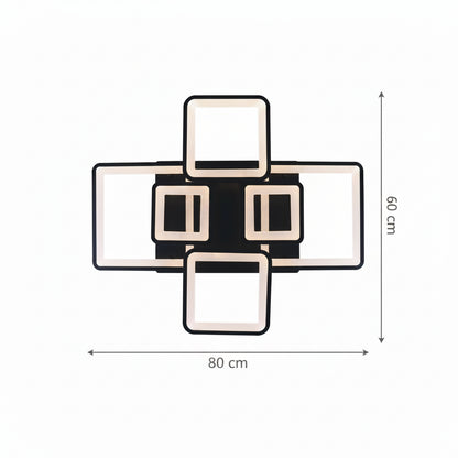 Lustra LED cu telecomanda ELLA 120W, 6 Patrate, lumina Rece/Calda/Neutra, Dimabila, Negru, Metal si Acril Lustre LED cu Telecomanda Default Title Alessandro Design