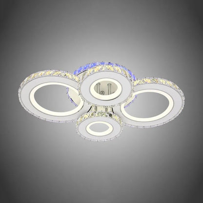 Lustra LED cu telecomanda si cristal MEILI ZAFINA RGB 136W, 4 Cercuri, lumina Rece/Calda/Neutra, Dimabila, Alb Lustre LED Cristal Default Title Alessandro Design