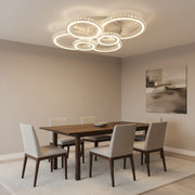 Lustra LED cu telecomanda si cristal NOVA ROTONDA RGB 145W, 6 Cercuri, lumina Rece/Calda/Neutra, Dimabila, Alb Lustre LED Cristal Default Title Alessandro Design