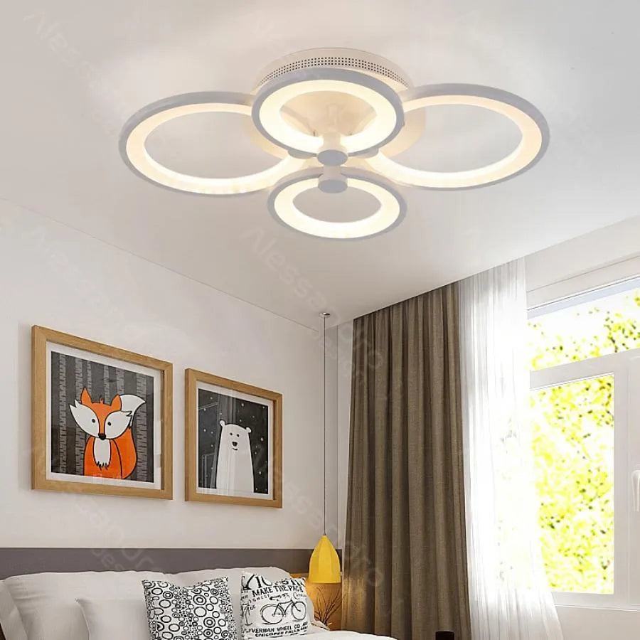 Lustra LED cu telecomanda ALANI 52W, 4 Cercuri, lumina Rece/Calda/Neutra, Dimabila, Alb Lustre LED cu Telecomanda Default Title Alessandro Design