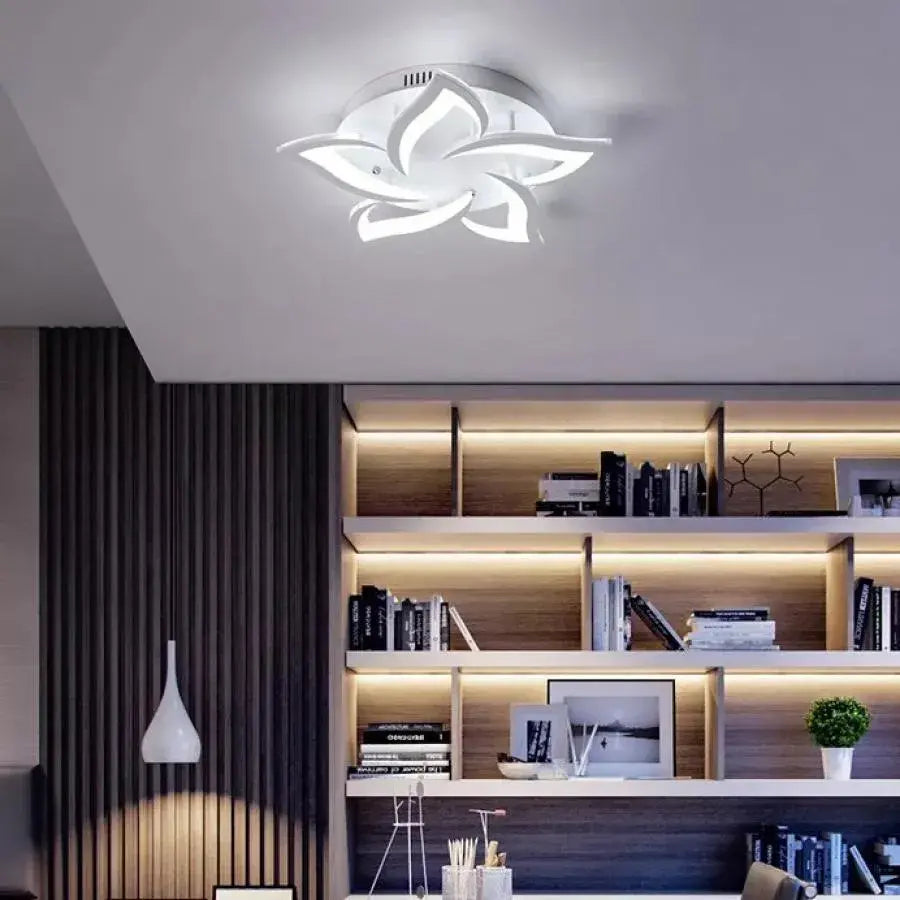 LED luster s diaľkovým ovládaním LOTUS 54W, 5 okvetných lístkov, studené/teplé/neutrálne svetlo, stmievateľné, biely LED luster s diaľkovým ovládaním Predvolený názov Alessandro Design