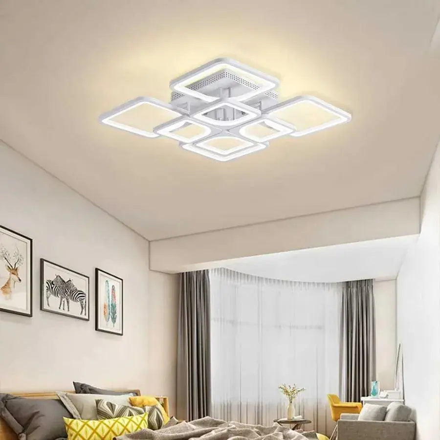 Lustra LED cu telecomanda ZOE 138W, 8 Patrate, lumina Rece/Calda/Neutra, Dimabila, Alb Lustre LED cu Telecomanda Default Title Alessandro Design