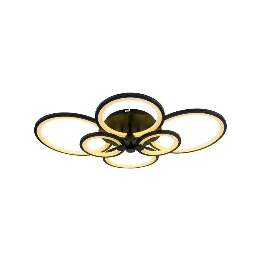 Lustra LED cu telecomanda ALANI 152W, 6 Cercuri, lumina Rece/Calda/Neutra, Dimabila, Negru Lustre LED cu Telecomanda Default Title Alessandro Design