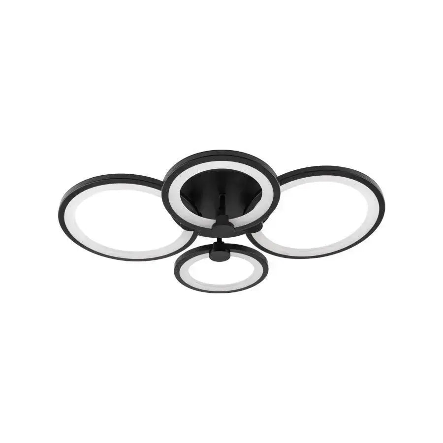 LED luster s diaľkovým ovládaním ALANI 88W, 4 kruhy, studené/teplé/neutrálne svetlo, stmievateľné, čierne LED luster s diaľkovým ovládaním Predvolený názov Alessandro Design