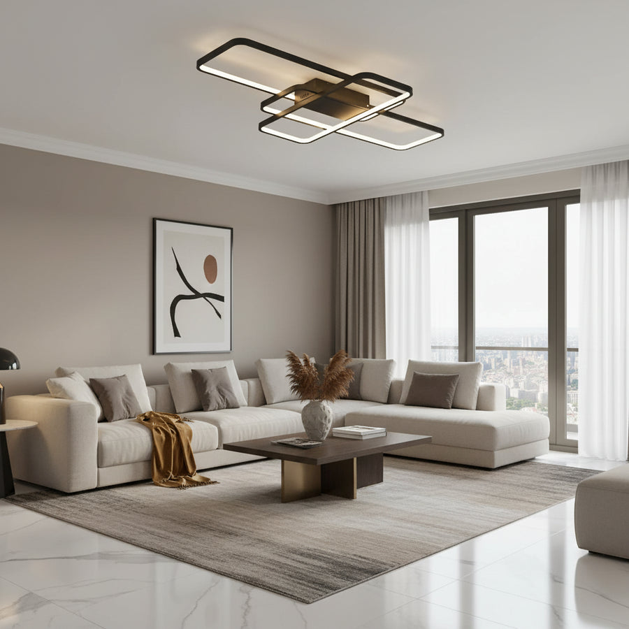 Lustra LED IANUSIS cu telecomanda 95W, 3 Elemente, lumina Rece/Calda/Neutra, Dimabila, Negru Lustre LED cu Telecomanda Default Title Alessandro Design