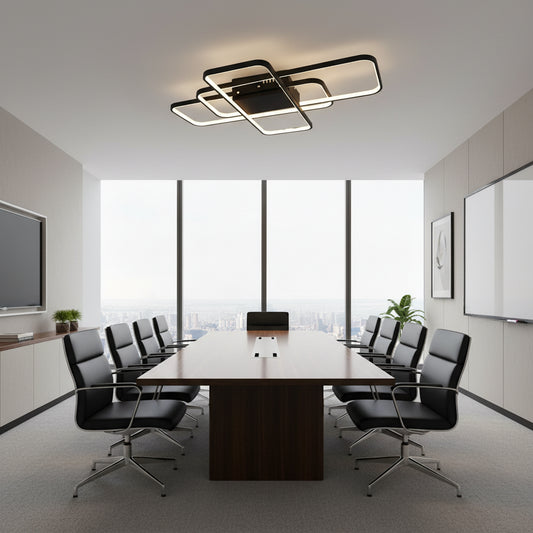 Lustra LED IANUSIS cu telecomanda 95W, 3 Elemente, lumina Rece/Calda/Neutra, Dimabila, Negru Lustre LED cu Telecomanda Default Title Alessandro Design