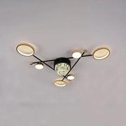 Lustra LED cu telecomanda si cristal MISEL 138W, 7 Elemente, lumina Rece/Calda/Neutra, Dimabila, Negru Auriu Lustre LED cu Telecomanda Default Title Alessandro Design