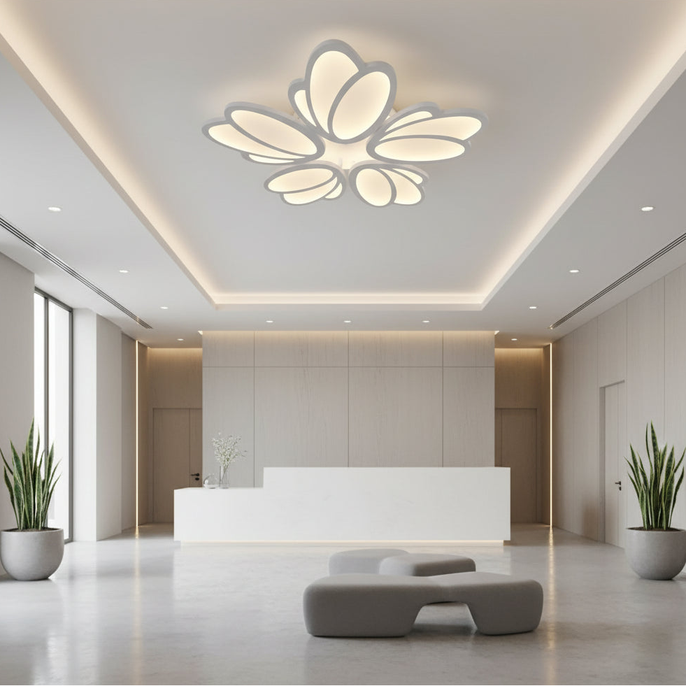 Lustra LED cu telecomanda TULIP 81W, 5 Petale, lumina Rece/Calda/Neutra, Dimabila, Alb Lustre LED cu Telecomanda Default Title Alessandro Design