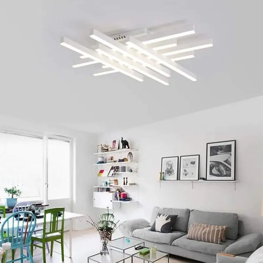 Lustra LED cu telecomanda MORA 160W, 8 Elemente, Liniara, lumina Rece/Calda/Neutra, Dimabila, Alb Lustre LED cu Telecomanda Default Title Alessandro Design